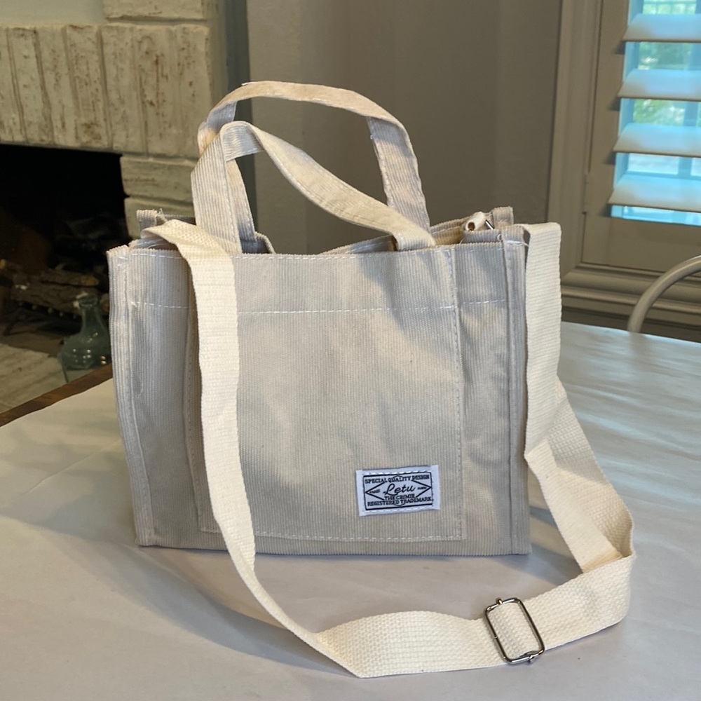 Letu - Small Light Khaki Corduroy Small Handbag / Shoulder Bag For Women